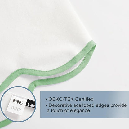 HIG Off-White Chic King Bed Skirt - Easy Fit Scallop Edge Pleated Bedskirts, 14 Inch Drop Anti-Slip Dust Ruffle, Thick Fabric for Enhanced Privacy, Pre-Washed for Long-Lasting Use(N60022)
