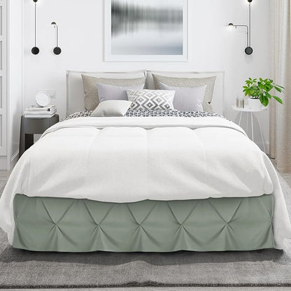 Nestl Sage Green Bed Skirt Twin Size, Pinch Pleat Twin Bed Skirt, 14" Inch Drop Twin Bedskirt, Hotel Quality Sage Green Bed Skirts, Premium Microfiber Bedskirt for Twin Bed, Sage Green Twin Bed Skirt