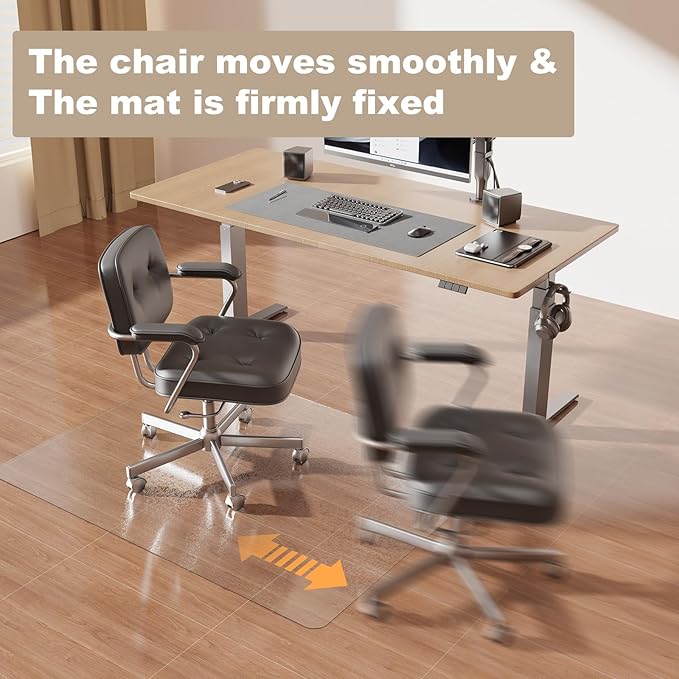[Thickened to 2.0mm] 40"x50" Computer Chair Mat for Hardwood, PVC Office Mat for Hardwood Floor, Anti-Slip Rolling Chair Floor Protector,Vinyl Mats for Home, Under Desk Mats for Rolling Chairs