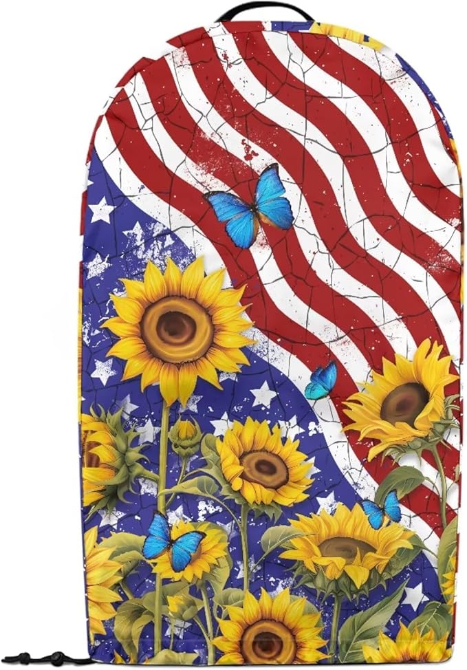 American Flag Sunflower Blender Dust Cover Stand Mixer or Coffee Maker Appliance Covers with Drawstring, Anti Fingerprint Dust Proof Stain Resistant Blender Cover for Kitchen