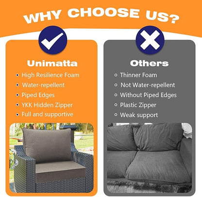 Sunbrella Outdoor Chair Cushions Set, 24" x 24", Set of 2, Water-Repellent, Fade Resistant, Deep Seat Bottom and Back Cushion for Backyard, Couch, Sofa and Patio Furniture, Cast Shale