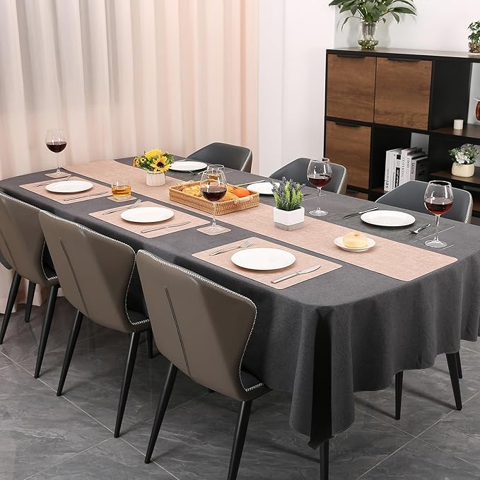 Table Runners 94 Inches Long, Dual-Sided Faux Leather Farmhouse Table Runner Waterproof Heatproof Non-Slip for Living Room Party Home Decor Holiday Decorations(Gray Pink, 12 x 94 Inch)