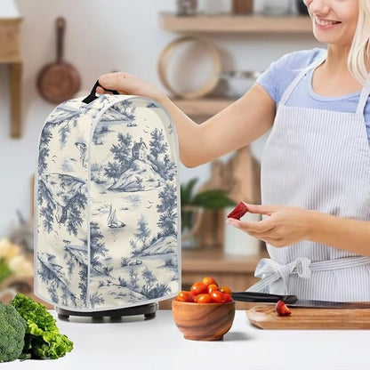 Talayituse Toile De Jouy House Print Blender Dust Cover, Fingerprint Protection Cover for Stand Mixer or Coffee Machine, Home Kitchen Appliance Covers for Stain Dust Resistant Supplies