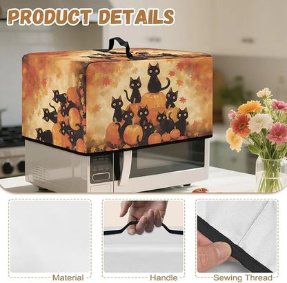 Microwave Oven Dust Cover, Thanksgiving Cat Heat-Resistant Waterproof Microwave Oven Grill Cover Protector Polyester Washable Dust Covers Case Protections for Microwaves Ovens