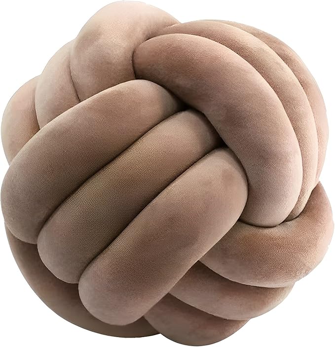 Knot Ball Pillows, Round Throw Pillow Cushion Home Decoration Soft Plush Pillow, Throw Knotted Ball Pillow Handmade Children Room Decoration Round Plush Toy Pillow (Coffee,11"/28cm)