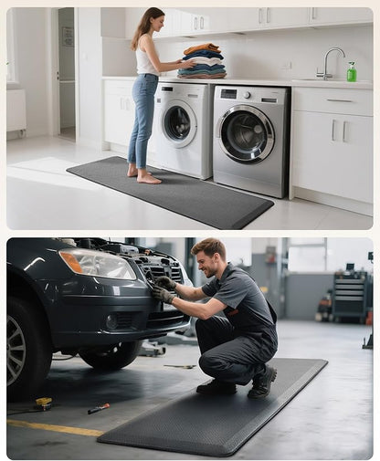 Ophanie Kitchen Mats for Floor, 3/4 Inch Thick Kitchen Rugs, 24'' x 70'' Anti Fatigue Standing Cushioned Mat, Waterproof,Comfort Ergonomic Mat for Office, Home, Sink, Grey Non-Slip Bottom