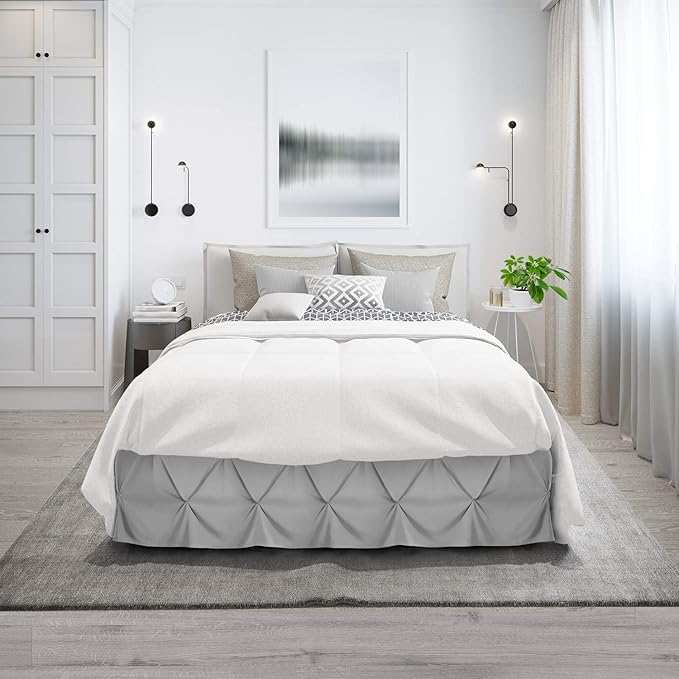 Nestl Premium Microfiber Bedskirt - Twin Size, Pinch Pleat, 14" Drop, Hotel Quality, Light Grey