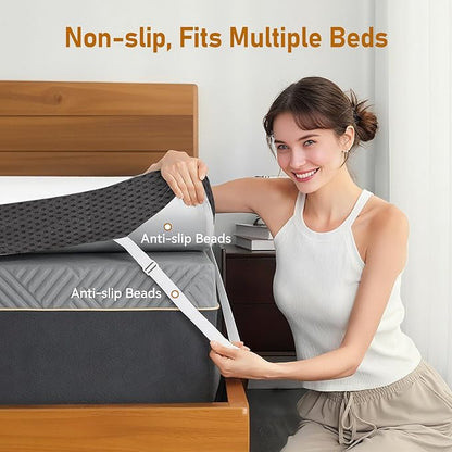 Glendan Firm Mattress Topper Queen: 3 Inch High Density Foam Mattress Pad - Extra Support Bed Topper for Pain Relief - Washable Cover with Anti-Slip Straps - CertiPUR-US Oeko-Tex Certified 80x60