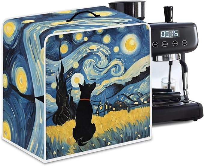 Coffee Maker Covers With Top Handle Folding Coffee Machine Dust Covers For Blender Mixer Juice Machine Keep Office Home Kitchen Clean Starry Night Dog Pattern