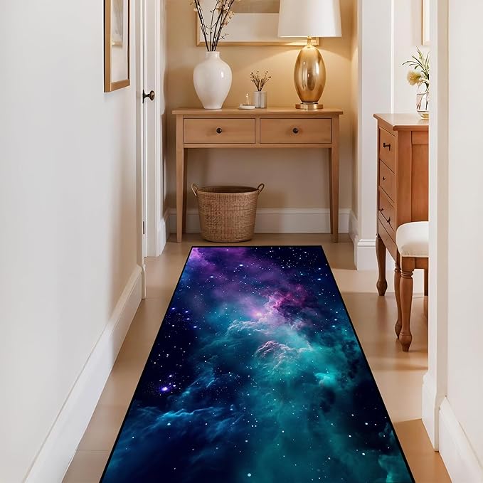 Galaxy Area Rug Dark Blue Starry Sky Carpets for Kids Bedroom Living Room Glitter Outer Space Throw Rugs Floor Mat,39"x 79",Dark Blue