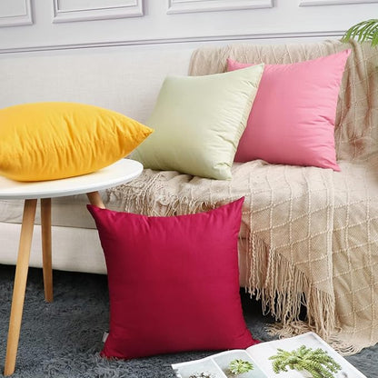 4-Pack 100% Cotton Comfortable Solid Decorative Throw Pillow Case,Thmyo Square Cushion Cover Pillowcase Sublimation Blank Pillow Covers DIY Throw Pillowcase for Sofa Couch(26x26 inch/ 66x66cm,Yellow)
