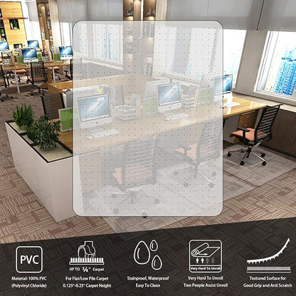 Amyracel Office Chair Mat for Low Pile Carpets, 53” x 45” Office Mats for Rolling Chairs, Clear Desk Chair Mat for Carpeted Floors, Easy Glide Floor Protector for Desk Chair
