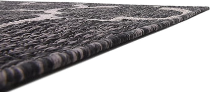 Unique Loom Outdoor Trellis Collection Area Rug (4' 1" x 6' 1" Rectangle, Black/ Ivory)
