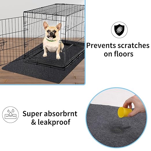 Dog Crate Kennel Pad Mat Liner, Dog Crate Mat for Training, Under Pet Cage Mat, Crate Tray to Protect Floors, Kennel Pad, Absorb, Waterproof, Non-Slip, Washable, Cut to Fit (18" x 24")