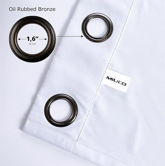 MIUCO Room Darkening Thermal Insulated Grommet Window Blackout Curtains Panels for Bedroom 1 Pair 52x95 Inch Greyish White, Bonus 2 Tie Backs Included