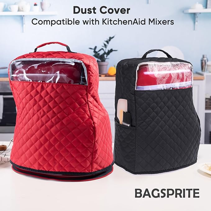 BAGSPRITE Stand Mixer Cover with Appliance Sliders Compatible with KitchenAid Mixer 4.5/5 Quart with Pockets for Kitchen Aid Accessories and Attachments