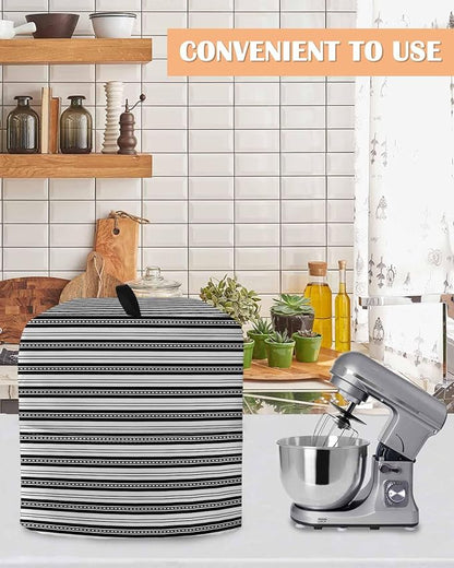 Black Stripes Stand Mixer Dust Cover with Storage Pocket & Handles, Fits All Tilt Head & Bowl Lift Modern Abstract Art Kitchen Appliance Cover Organizer Simple Chic Lines Bag Accessories, 6-8 Quart