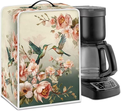 Coffee Maker Cover Protector Hummingbird Floral Kitchen Appliance Dust Cover Waterproof Folding Protector