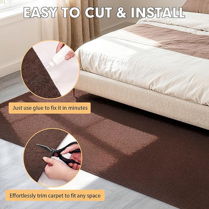 Marine Carpet, 6 FT x 10 FT Brown Indoor Outdoor Surface 0.2" Thick Boat Carpet with Water-Proof TPE Backing, Non-Slip Marine Rug for Home, Patio, Porch, Deck