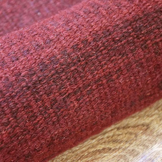 Rugsotic Carpets Hand Woven Flat Weave Kilim Wool ECO-Friendly Area Rugs - 10'x13', Rectangle Shape, Dark Red Color, Solid Plain Design, Low Pile Handmade Rugs for Living Room, Bed Room (D00111)