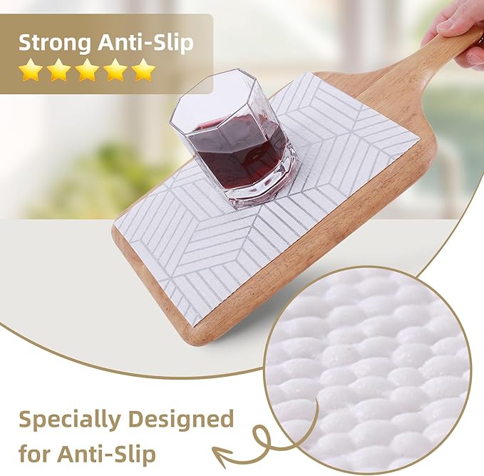Shelf Liners for Kitchen Cabinets Non Adhesive Shelf Liner Paper Non-Slip Thickened Drawer Liner Easy to Clean for Tool Box Refrigerator with Knife and Tape Measure, Silver Geometric, 23.6 x 354.3 in