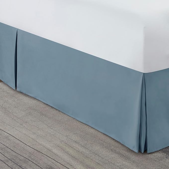 Nestl Stone Blue Bed Skirt King Size - King Bed Skirt 14 Inch Drop - Brushed Microfiber Bed Skirts - Hotel Quality Pleated Bed Skirt - Shrinkage & Fade Resistant