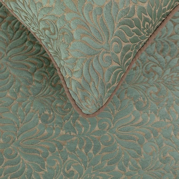 The HomeCentric King/Queen/Twin Blue & Beige Decorative Queen 74"x18" Bed Runner with 2 Pillow Cover, Damask Bed Scarf on Jacquard Fabric - Arabella