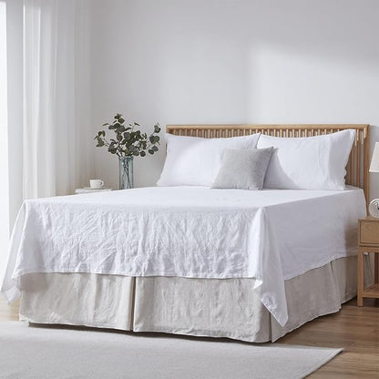 Simple&Opulence Premium Linen Bed Skirt Basic Style 18 inch Tailored Drop Dust Proof Easy Fit Breathable (18'' Basic-Linen, King)