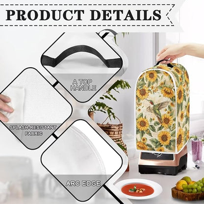 Birds Sunflower Print Blender Dust Cover, Stand Mixer or Coffee Maker Appliance Cover, Anti Fingerprint Polyester Dust Proof Stain Resistant Blender Cover for Home Kitchen