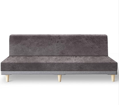 molasofa Leather Like Stretch Futon Slipcover Armless Futon Bed Sofa Cover Furniture Protector with Elastic Bottom, Soft and Washable Futon Cover for Sofa Bed Stay in Place（X Larger，Khaki）