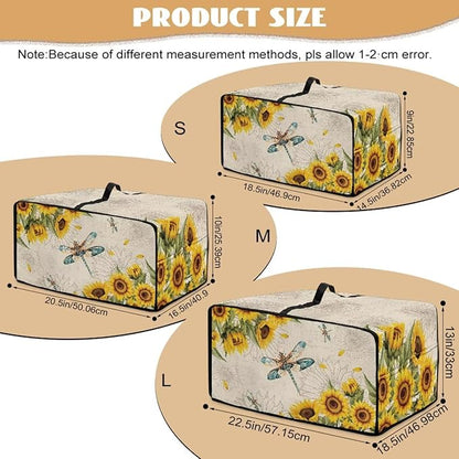 Dragonfly Sunflower Print Microwave Oven Cover Dust-Proof Microwave Toaster Oven Cover with Storage Bags Universal Washable Decor Accessories for Kitchen, L