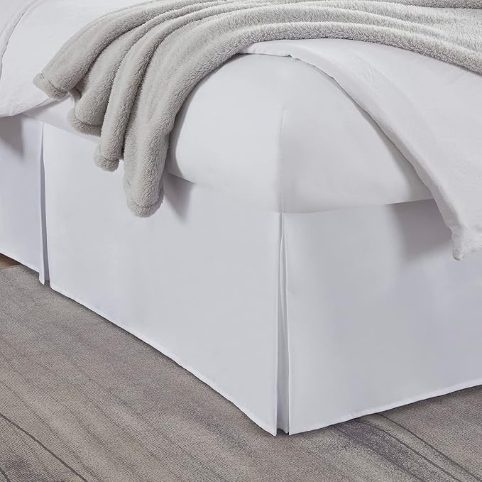 Nestl White Bed Skirt Cal King Size - Cal King Bed Skirt 14 Inch Drop - Brushed Microfiber Bed Skirts - Hotel Quality Pleated Bed Skirt - Shrinkage & Fade Resistant