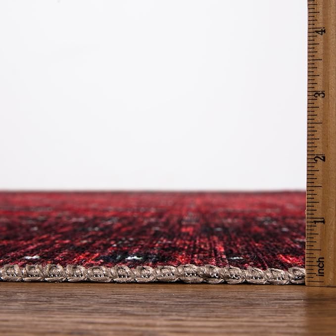 Keen Home Design 2x12 Rug - Machine Washable Runner Rug with Non-Slip Backing, Ideal for Hallway, Entryway, Kitchen, Laundry Room - Vintage, Easy Clean, Durable, Low Pile - (2'6" x 12')