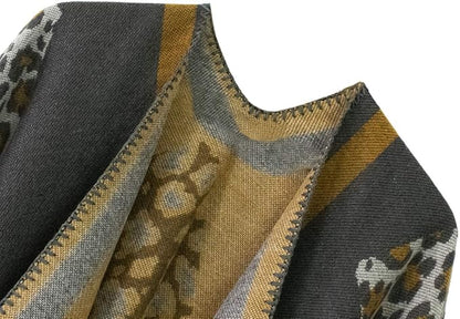Women's Vintage Pattern Open Front Poncho Cape Shawl Winter Shawl Wraps