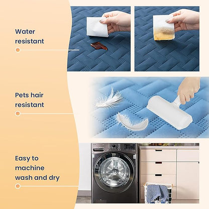gogobunny 100% Double Sided Waterproof Dog Blanket Soft Pet Bed Cover Reversible Protect Furniture Couch Sofa Car for Puppy Cat Kids (Dark Blue/Light Blue, 82x82 Inch (Pack of 1))