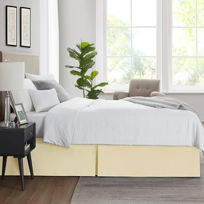 Nestl Vanilla Yellow Full XL Bed Skirt - Full XL Size Bed Skirt 14 Inch Drop - Brushed Microfiber Bed Skirts - Hotel Quality Pleated Bed Skirt - Shrinkage & Fade Resistant