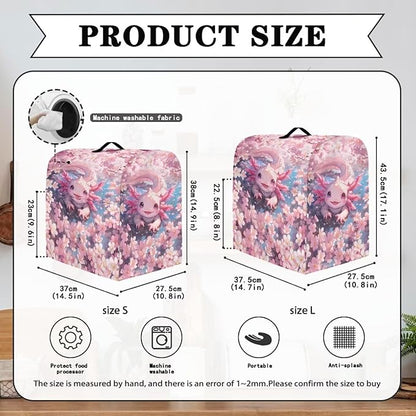 Axolotl Cherry Blossom Stand Mixer Covers Pink Kitchen Decoration Kitchen Aid Mixer Cover Dust Cover with Pockets and Handle Kitchen Accessories Mixer Covers