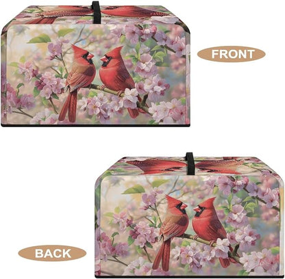 Microwave Ovens Dust Cover, Red Cardinal Polyester Waterproof Countertop Microwave Dust Cover Dustproof Tear-Resistant for Most Standard Sizes Easy to Clean