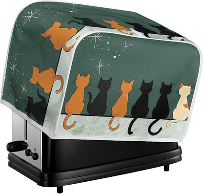 Cat Printed Bread Maker Cover, 2 Slice Kitchen Small Appliance, Toaster Cover Dust and Fingerprint Protection, Washable Oven Bakeware Protector