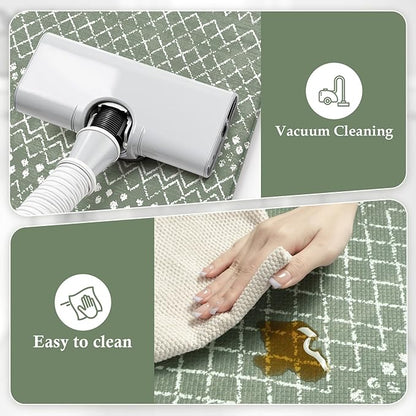 KIMODE Kitchen Mats for Floor Anti Fatigue, Green Boho Kitchen Rugs Sets of 2, Cushioned Kitchen Floor Mats, Comfort Standing Mat for Sink Laundry Office Desk 17"x47"+17"x29"