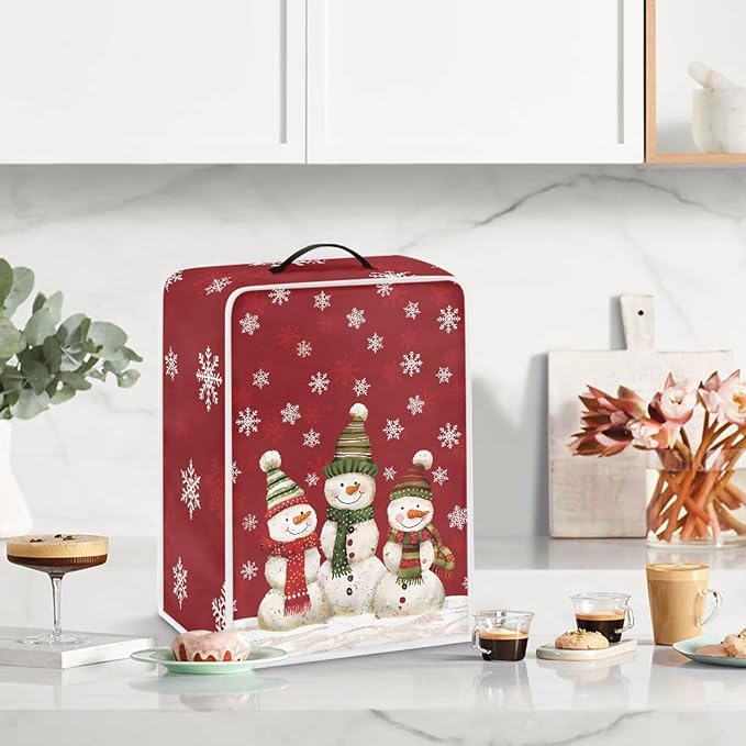 Christmas Coffee Maker Cover, Cute Snowman Coffee Dust Cover, Xmas Mixer Appliance Protector