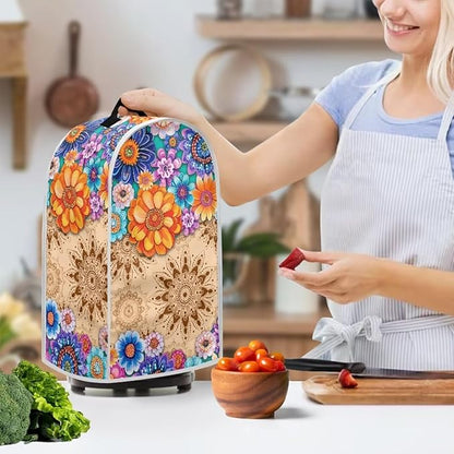 Boho Mandala Floral Blender Cover Toaster Cover Washable Dust Cover Dustproof Bakeware Cover Kitchen Appliance Accessories Size M