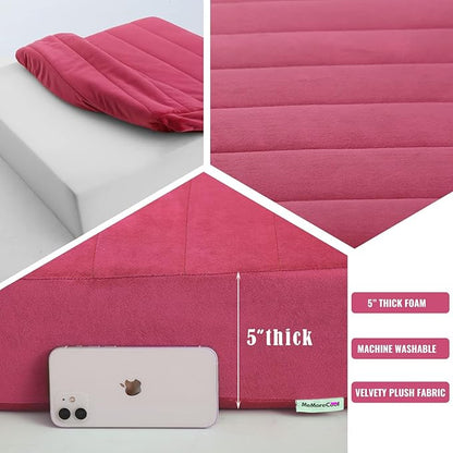 MeMoreCool Square Floor Pillow – 22"x22" Wine Meditation Cushion with 5" Thick Foam Plush Tufted Cover | Machine Washable | Yoga & Seating for Adults and Kids