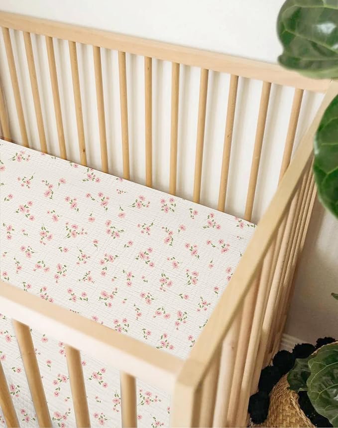 Muslin Bedside Bassinet Sheets 2 Pack, 33x20 Fitted Ultra Soft & Breathable Bedside Sleeper Sheets, Ideal for Baby Girl and Boy, Perfect for Newborns (Rosy)