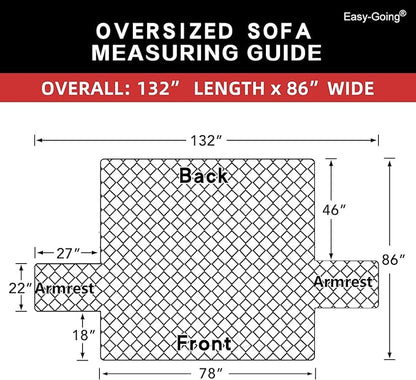 Easy-Going Reversible Oversized Couch Cover for 3 Cushion Couch Sofa Cover for Dogs Water Resistant Furniture Protector Cover with Foam Sticks for Pet (Oversized Sofa, Dark Blue/Ivory)
