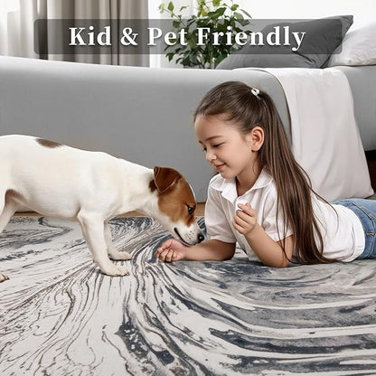 Ciicool 2x6 Washable Runner Rug, Modern Abstract Soft Hallway Rugs Runner, Non-Slip Thin Accent Rug Lightweight Brown Print Distressed Carpet for Laundry Entryway Bedroom Kitchen Indoor