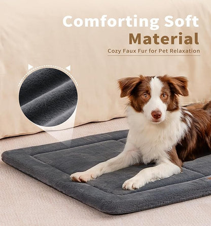 MADE 4 PETS Dog Crate Pad Bed for Medium Dogs, Washable & Reversible, Anti-Slip Kennel Mat for Cozy Sleeping, Soft Fluffy Dog Bed for Indoor & Outdoor Use, 29"x21", Dark Gray