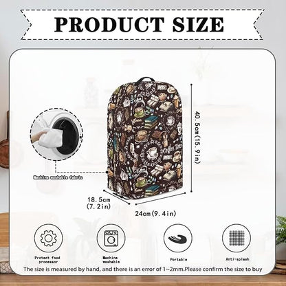 Book Coffee Time Blender Cover Kitchen Coffee Maker Cover Dust Protection Home Decor for Blender Food Processor Easy to Install Kitchen Appliance Cloth Cover