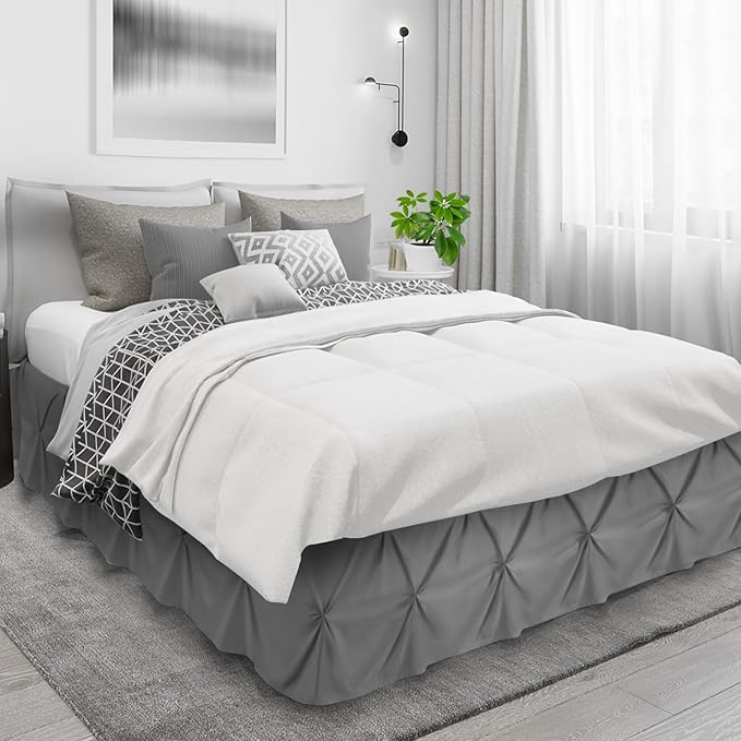 Nestl Dark Grey Bed Skirt Twin Size, Pinch Pleat Twin Bed Skirt, 14" Inch Drop Twin Bedskirt, Hotel Quality Dark Grey Bed Skirts, Premium Microfiber Bedskirt for Twin Bed, Dark Grey Twin Bed Skirt