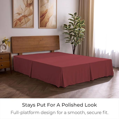 Mellanni Bed Skirt King Size - Bed Skirting - 15-Inch Tailored Drop Pleated Dust Ruffle - Hotel Luxury Bedding - Wrinkle, Fade, Stain Resistant - 1 Bedskirt (King, Brick Red)